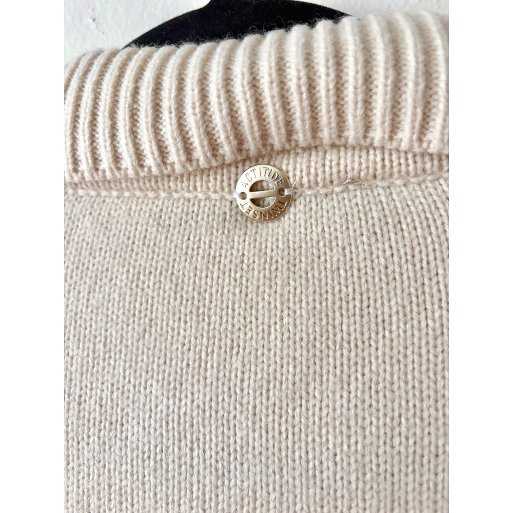 Twinset Wool Cardigan Sweater Ivory Women's Medium - Picture 6 of 8